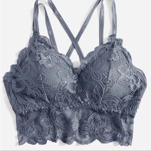 Exclusively Couture Other - Grey Fantasy Floral Lace Bra/Bralette/Top NEW Size Medium